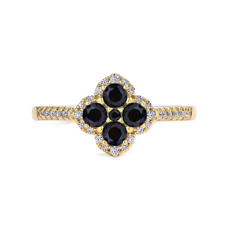 Moissanite Pave Clover Ring - 14K Gold