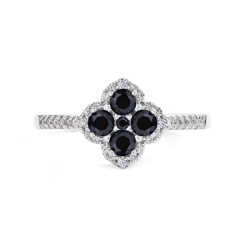Moissanite Pave Clover Ring - 14K Gold